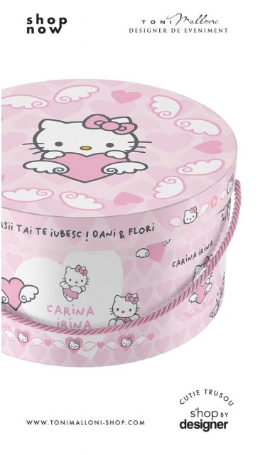 Cutie trusou botez rotunda roz cu Hello Kitty, Kitty Sugar 2